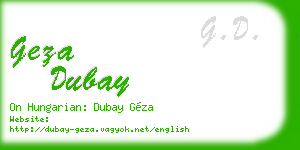 geza dubay business card